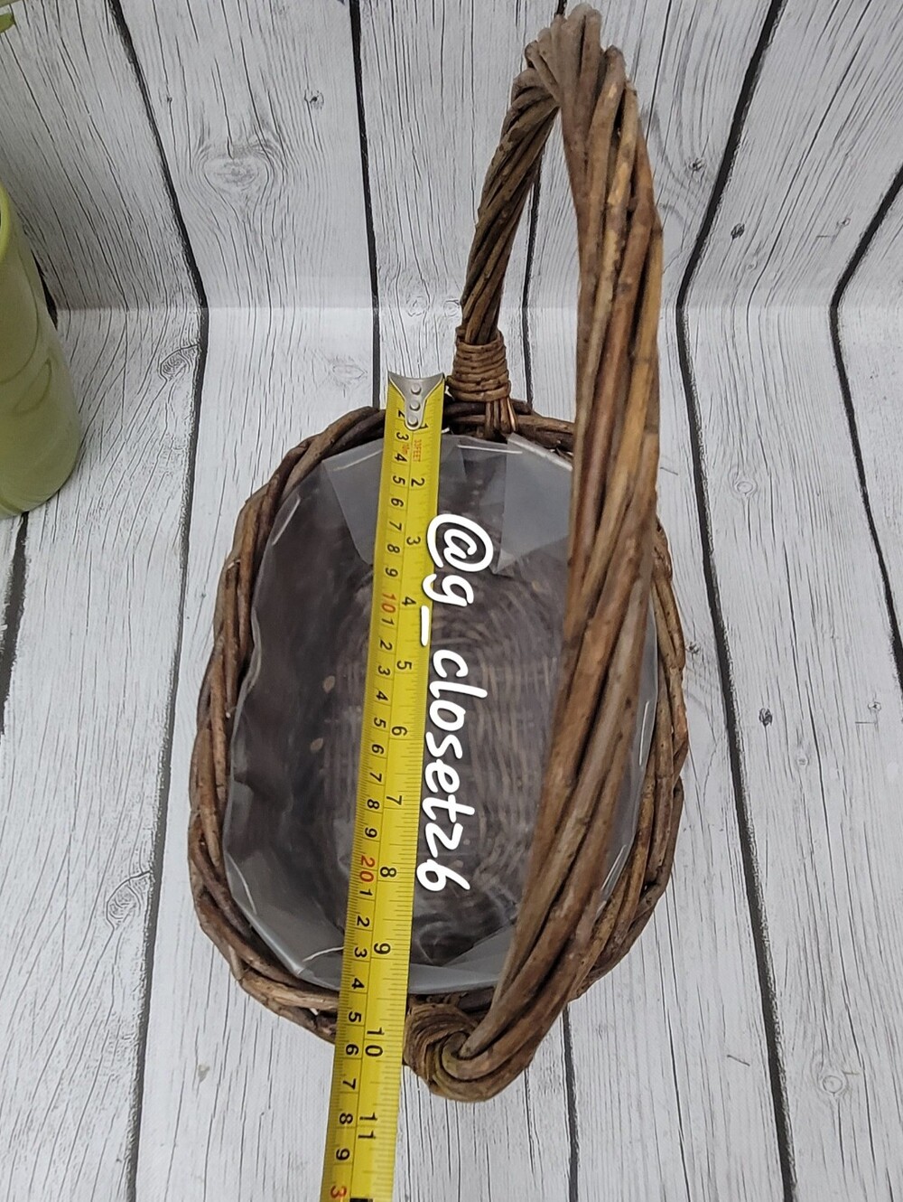 Woven Brown Willow Planter Basket with Handle - Picture 8 of 10